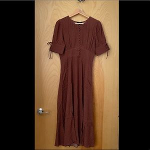 Jcrew midi dress size 4 brown polka dot